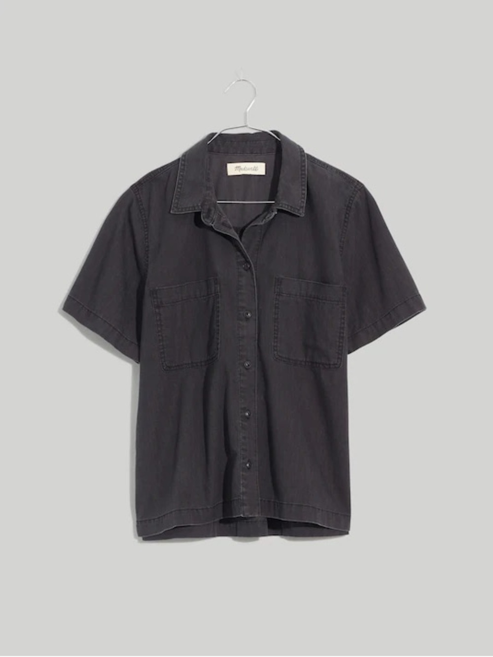 🖤 Madewell Denim Short-Sleeve Button-Up Shirt in Lunar Wash - Size Large
